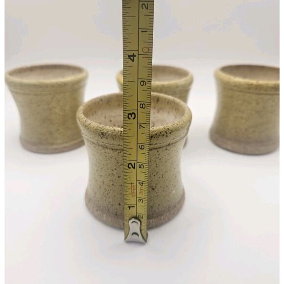 Studio Pottery Stoneware Speckled Glaze Pottery Mug Set Of 4 - 6.8 Oz Signed - Picture 5 of 5